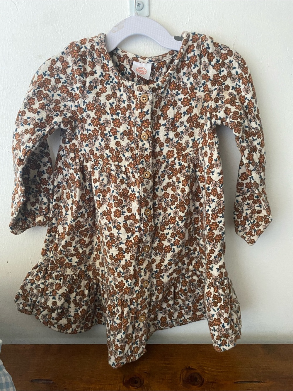 wonder nation Brown Floral Button-Front Kids Top